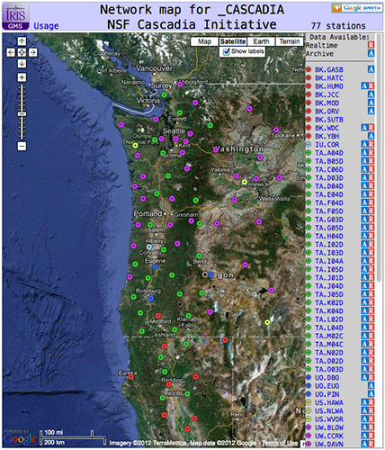 Screenshot of the Cascadia Virtual Network Map 