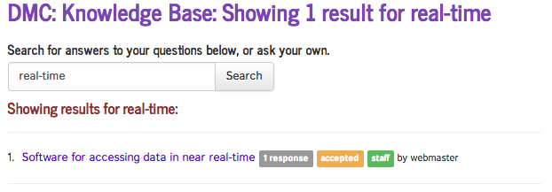 Search results for accessing real-time data screenshot