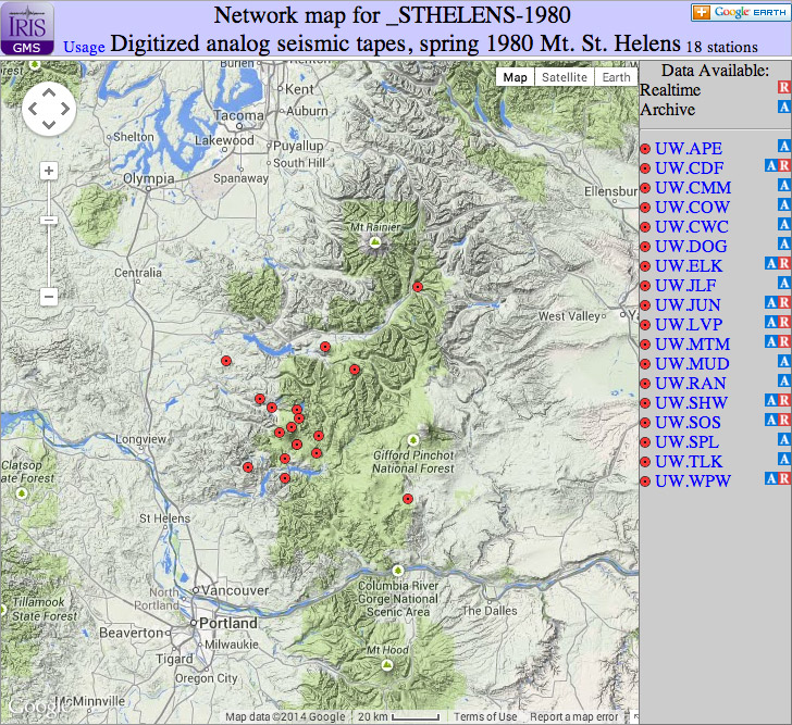 Figure 2 - Mount St. Helens Virtual Network Map