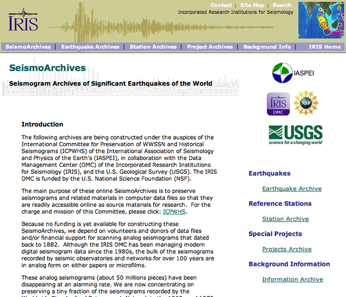 SeismoArchive web-based interface