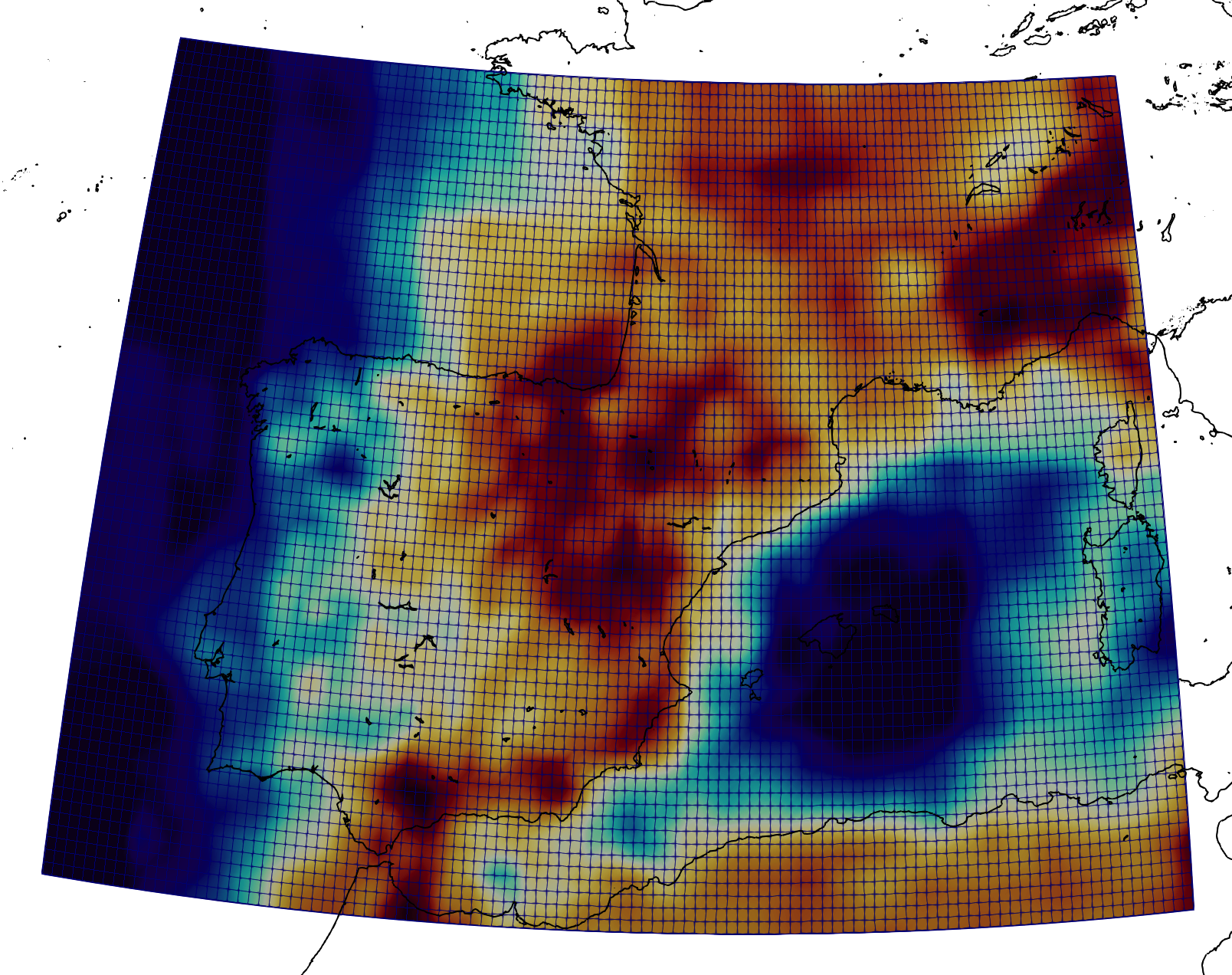 SV velocity in CSEM at 20 km depth beneath the Iberian Peninsula and the Western Mediterranean