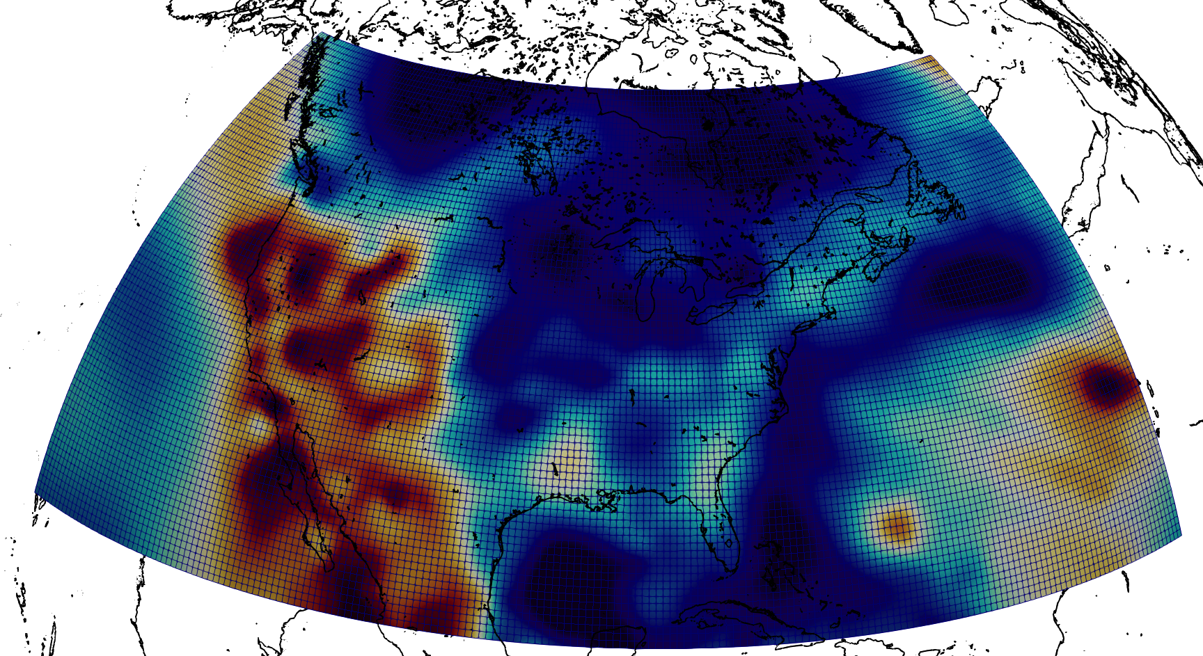 SV velocity in CSEM at 100 km depth beneath North America