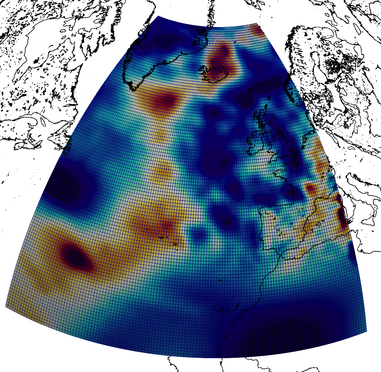 SV velocity in CSEM at 100 km depth beneath the North Atlantic