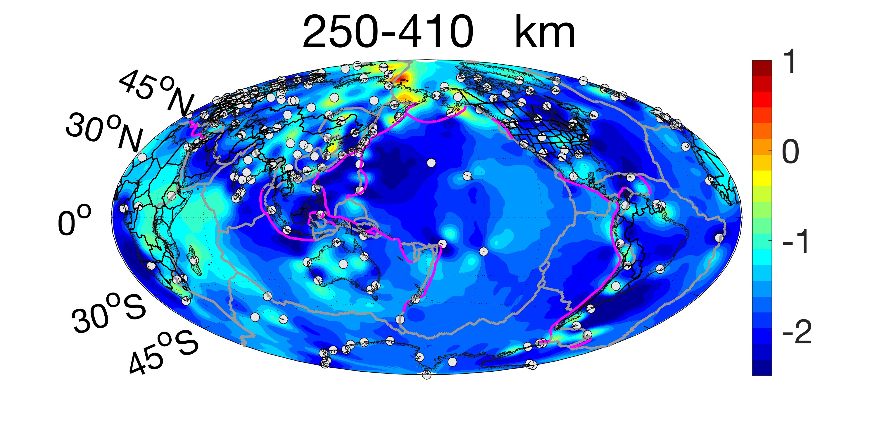 Plot of sigma at the depth of 520 to 410 km