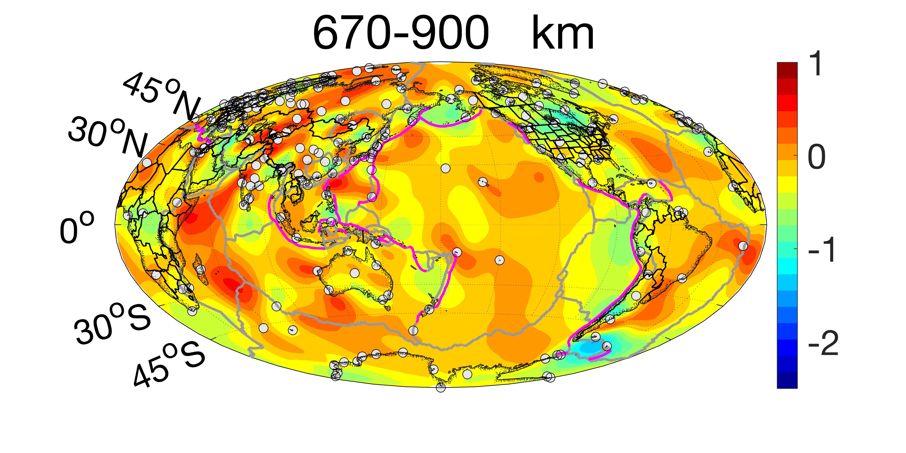 Plot of sigma at the depth of 670 to 900 km