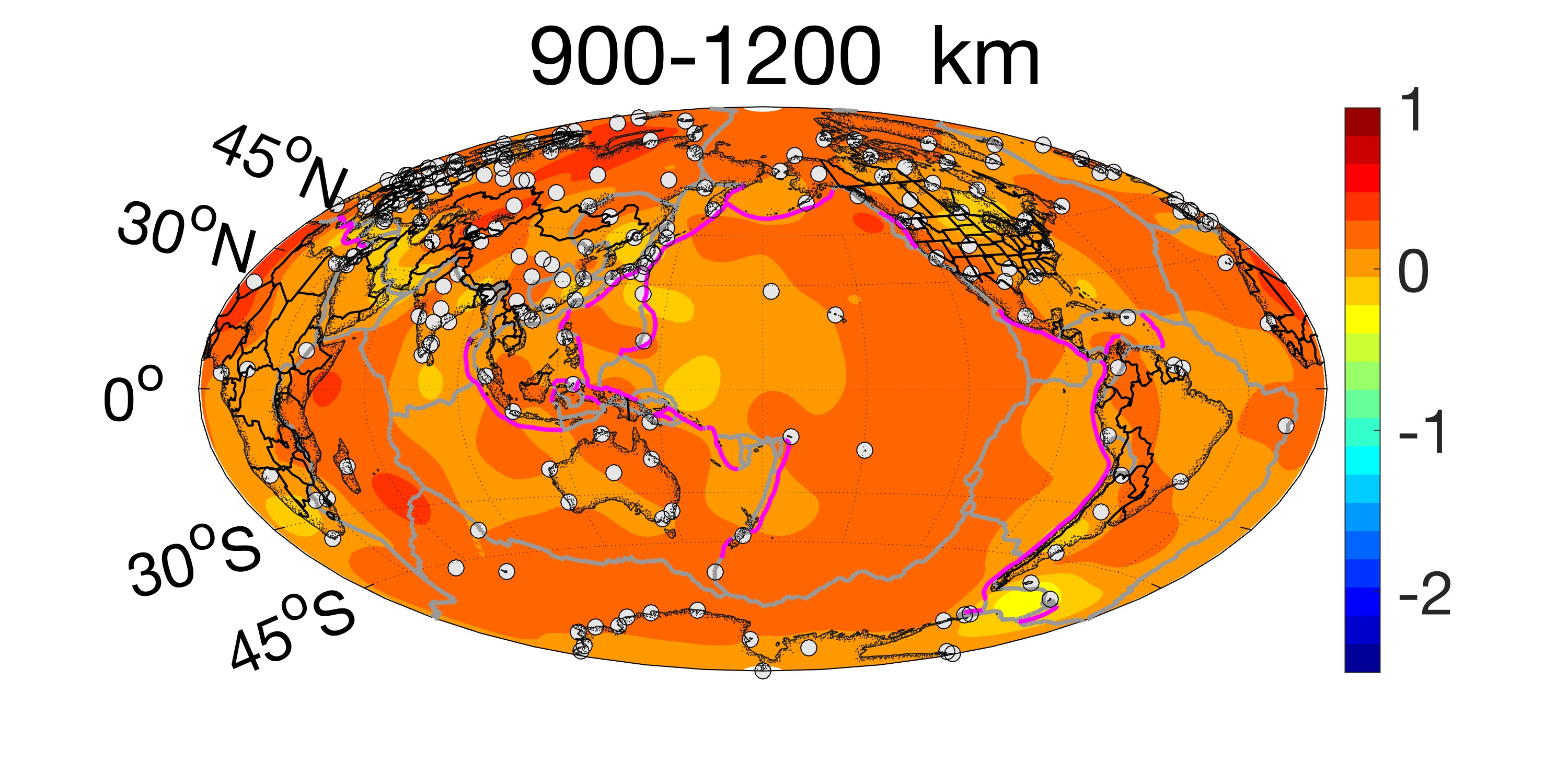 Plot of sigma at the depth of 900 to 1200 km