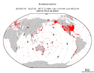 Map with all BHZ stations held by IRIS