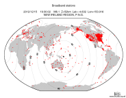 Map with all BHZ stations held by IRIS