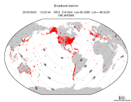Map with all BHZ stations held by IRIS
