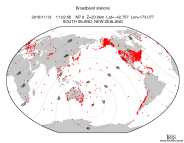 Map with all BHZ stations held by IRIS