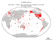 Map with all BHZ stations held by IRIS