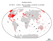 Map with all BHZ stations held by IRIS