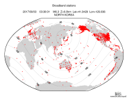 Map with all BHZ stations held by IRIS