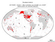 Map with all BHZ stations held by IRIS
