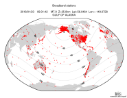 Map with all BHZ stations held by IRIS