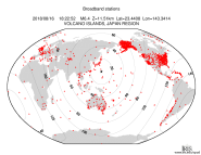 Map with all BHZ stations held by IRIS