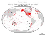 Map with all BHZ stations held by IRIS