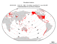 Map with all BHZ stations held by IRIS