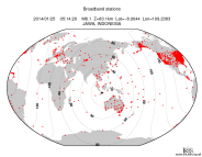 Map with all BHZ stations held by IRIS
