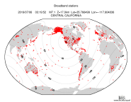 Map with all BHZ stations held by IRIS