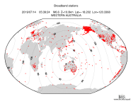Map with all BHZ stations held by IRIS