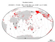 Map with all BHZ stations held by IRIS