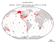 Map with all BHZ stations held by IRIS