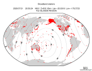 Map with all BHZ stations held by IRIS