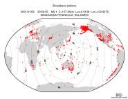 Map with all BHZ stations held by IRIS