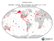 Map with all BHZ stations held by IRIS