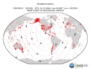 Map with all BHZ stations held by IRIS
