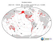Map with all BHZ stations held by IRIS