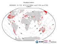 Map with all BHZ stations held by IRIS