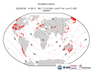 Map with all BHZ stations held by IRIS