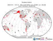 Map with all BHZ stations held by IRIS