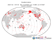 Map with all BHZ stations held by IRIS
