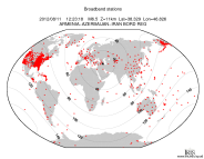 Map with all BHZ stations held by IRIS