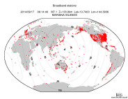 Map with all BHZ stations held by IRIS
