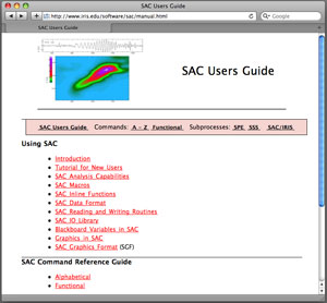 Screenshot of the SAC Users Guide