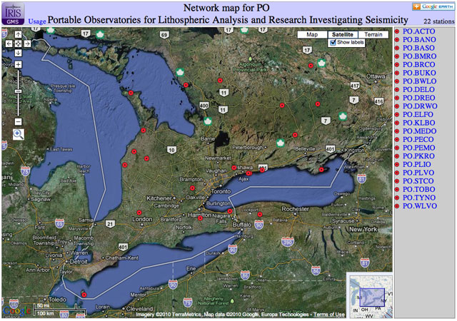 Screenshot of the PO Network in Ontario