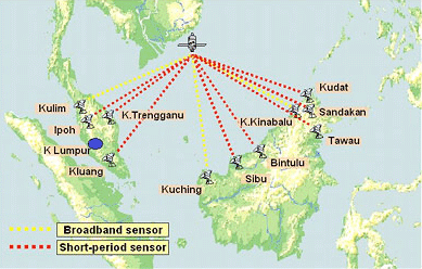 Map of the Malaysian National Seismic Network