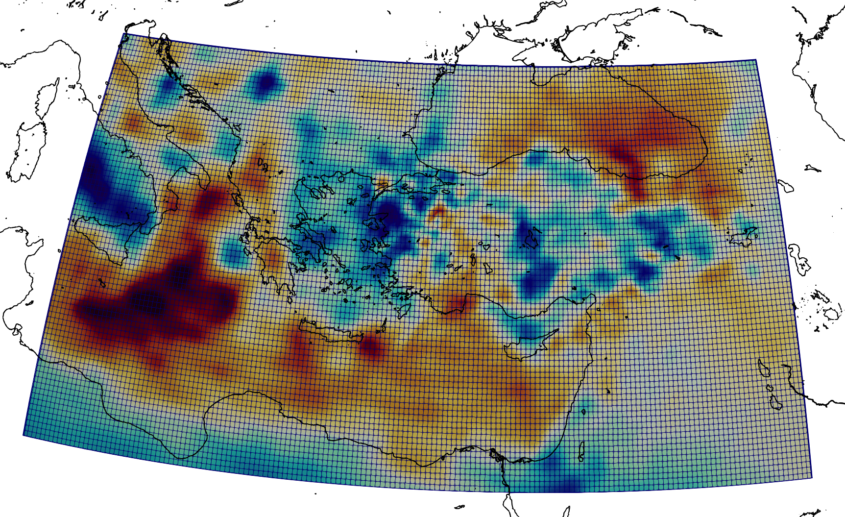 SV velocity in CSEM at 20 km depth beneath the Eastern Mediterranean and Turkey