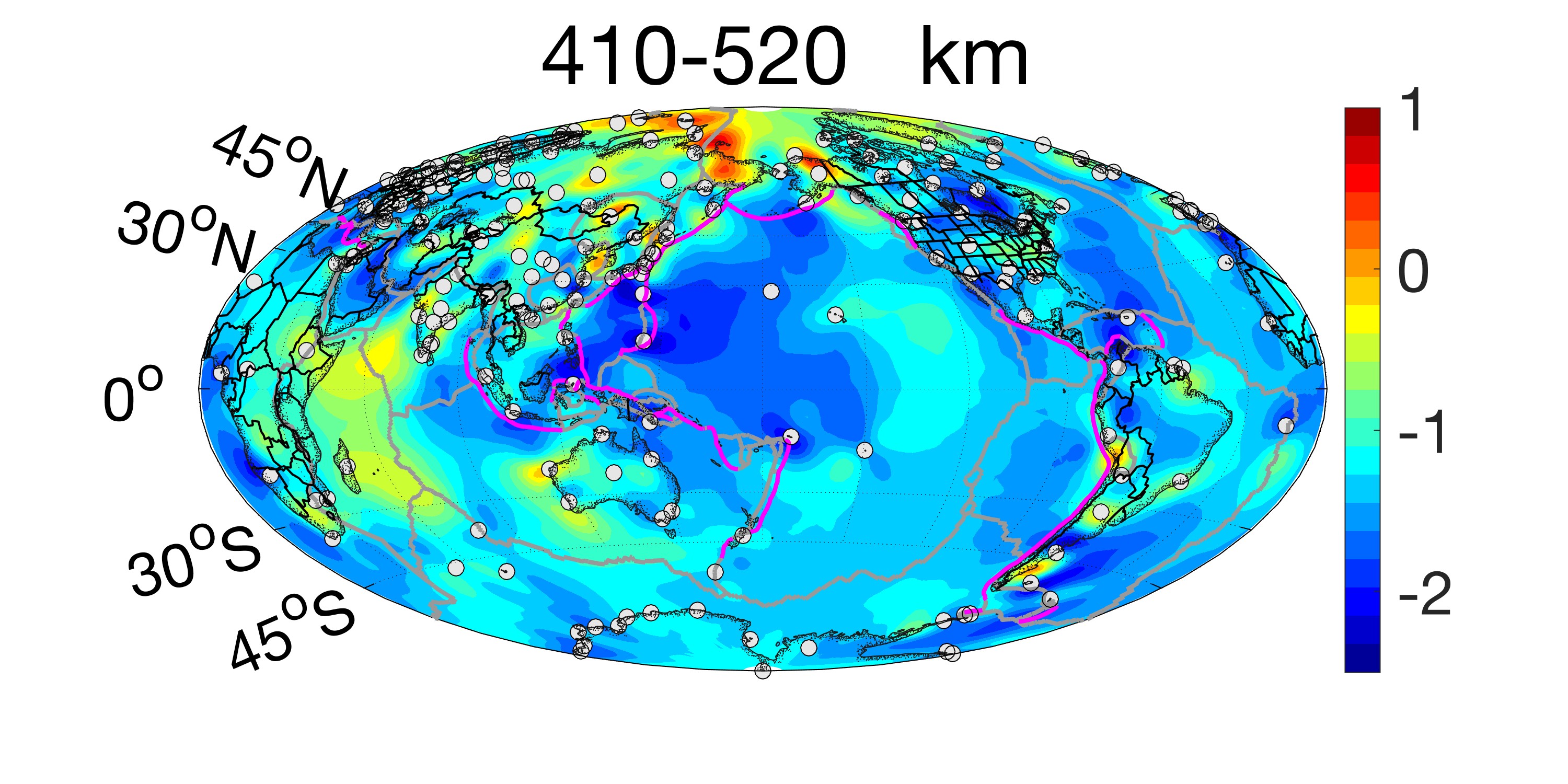 Plot of sigma at the depth of 410 to 520 km.