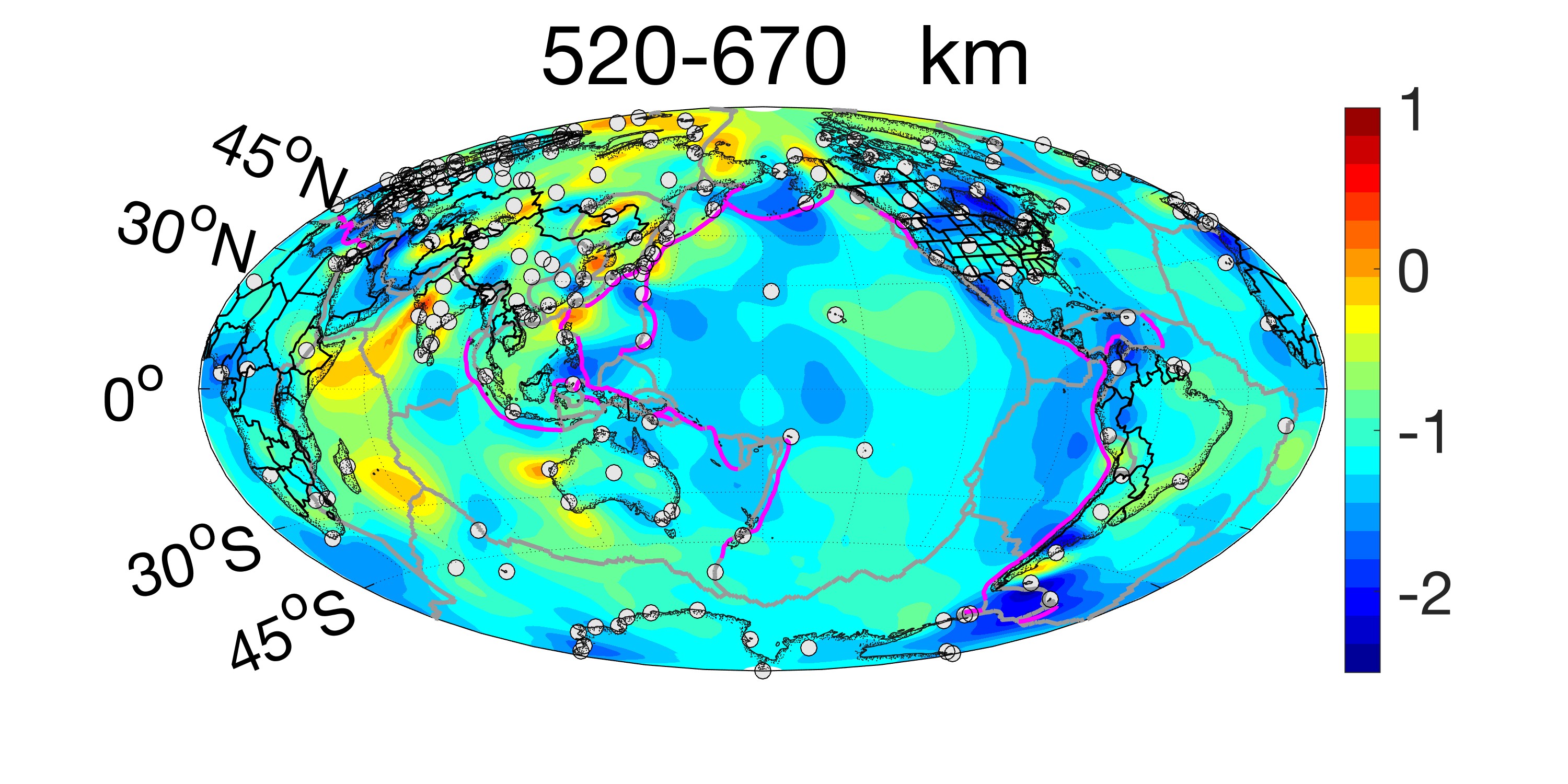 Plot of sigma at the depth of 520 to 670 km