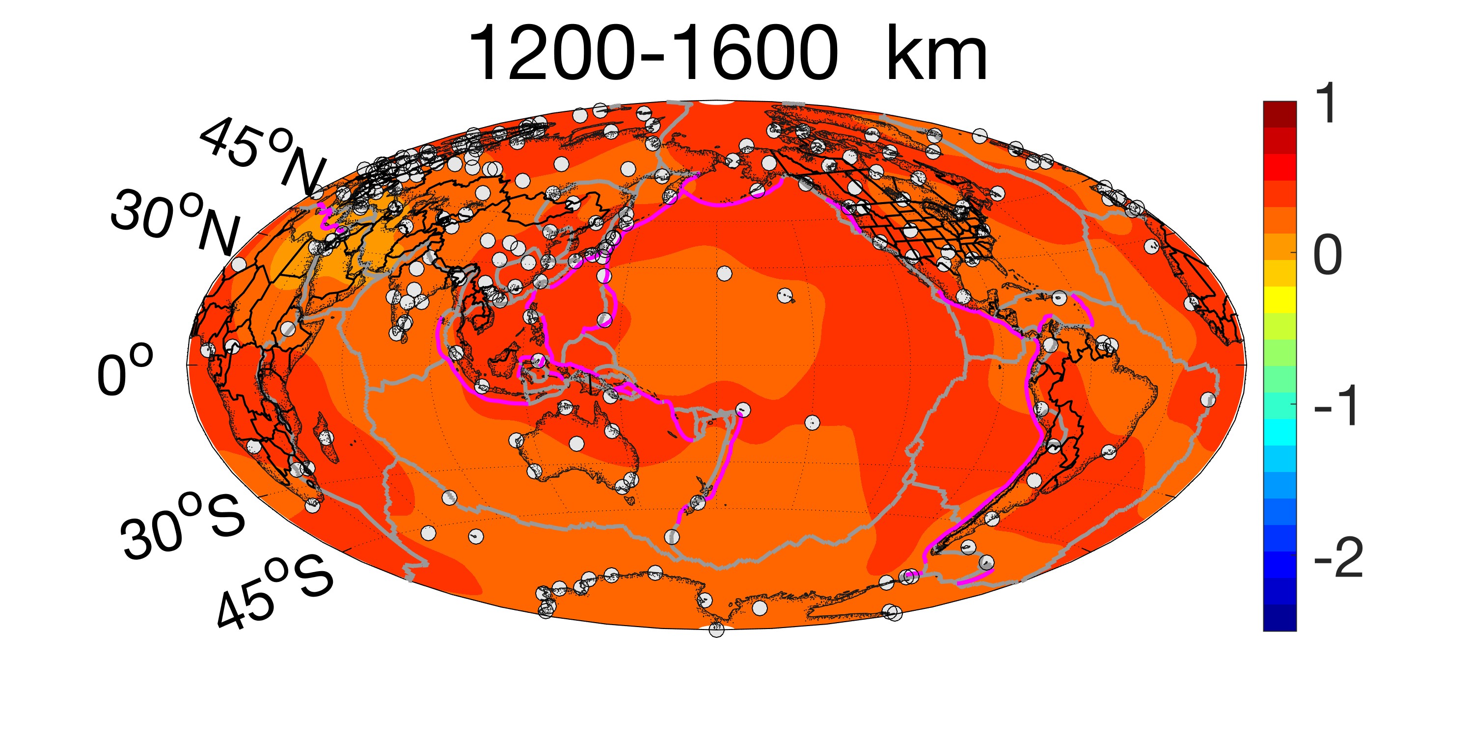 Plot of sigma at the depth of 1200 to 1600 km