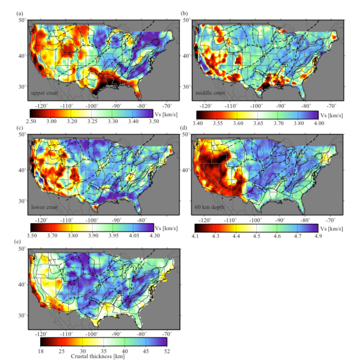 Vs tomography and crustal thickness maps of the U.S.