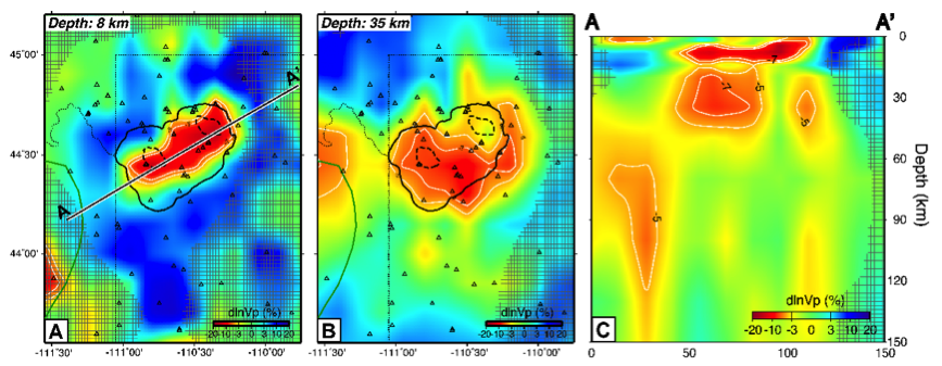 P-wave velocity structure of Yellowstone 