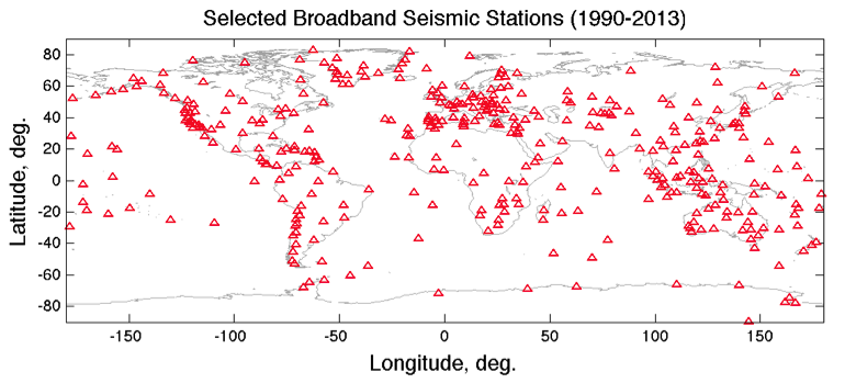 Map of global broadband stations