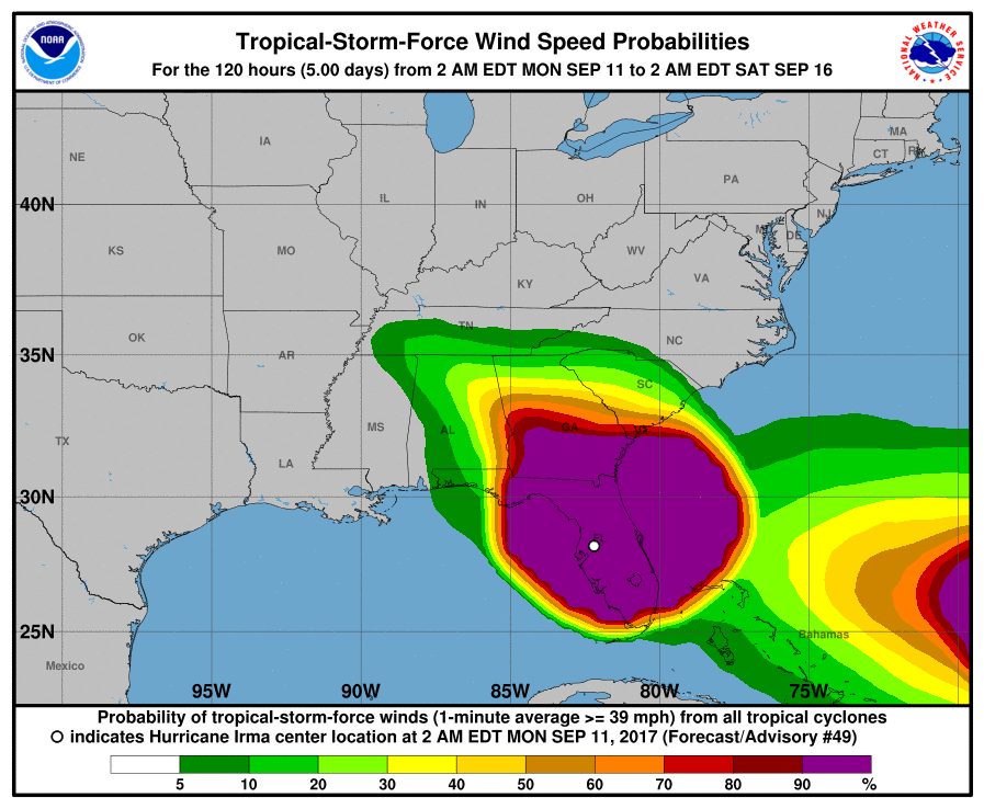 Tropical-Storm-Force wind speed probabilities