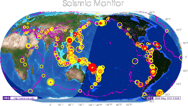 Ver mapa y listado de terremotos (IRIS)